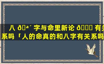 八 🪴 字与命里新论 🐎 有关系吗「人的命真的和八字有关系吗」
